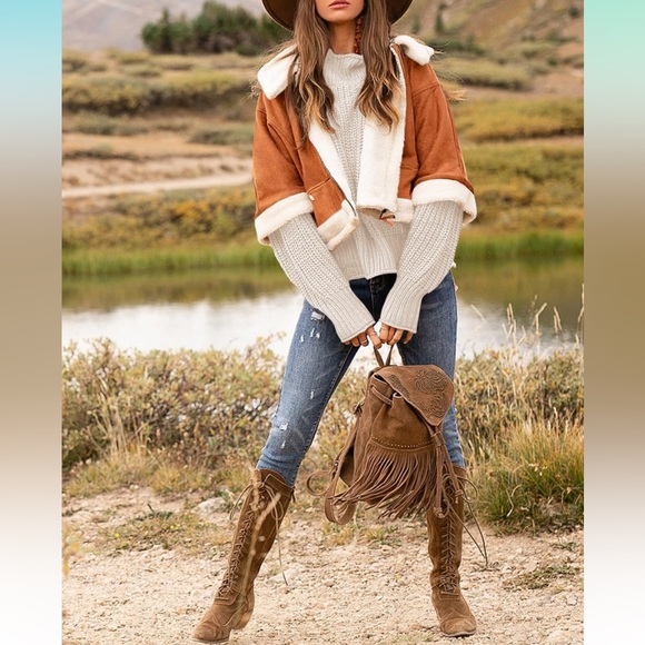 Winter Jackets Sherpa Lined Oversized Zip Up Half Sleeve Lapel Poncho coat. - Picture 4 of 9